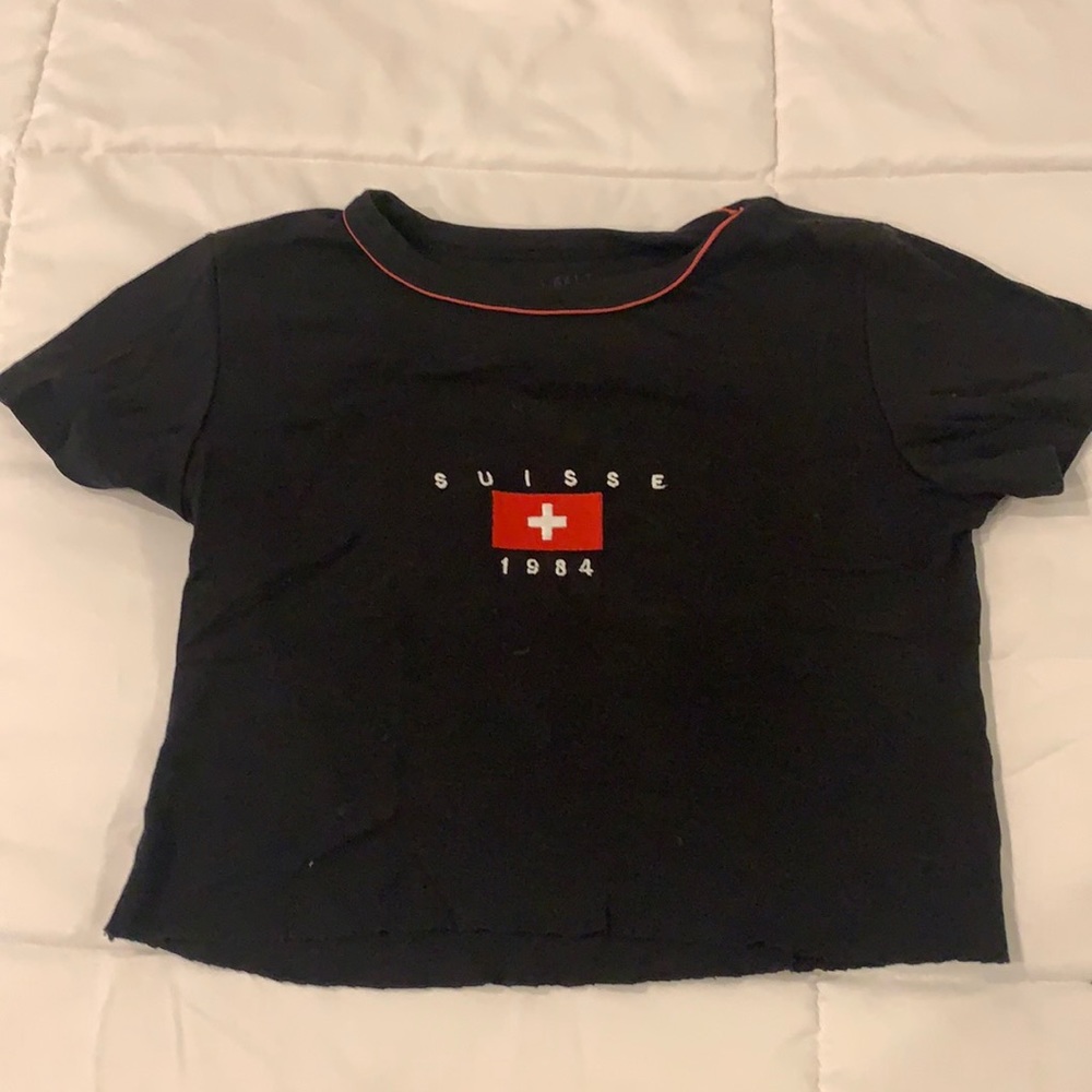 Brandy Melville Susie 1984 Black Cropped Tee